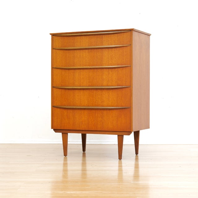 1960s Mid Century Tallboy Teak Dresser For Sale In Los Angeles - Image 6 of 7