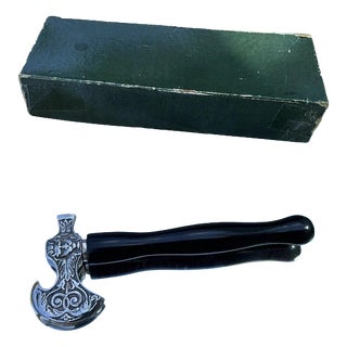 Vintage British Silver Plated Axe-Form Corkscrew Bottle Opener, 1920 For Sale