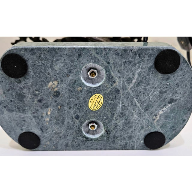 1996 Tin Chi Heron Art Glass Lamp for Andrea by Sadek on Green Marble Base For Sale - Image 12 of 14