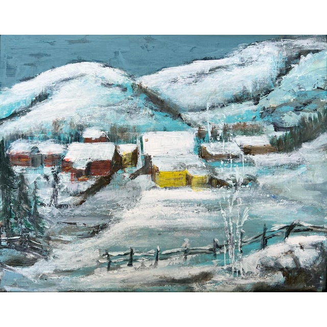 "Winter Eve" Snow in Santa Fe New Mexico - Oil on Paper by Jina P. De Amusategui For Sale - Image 4 of 6