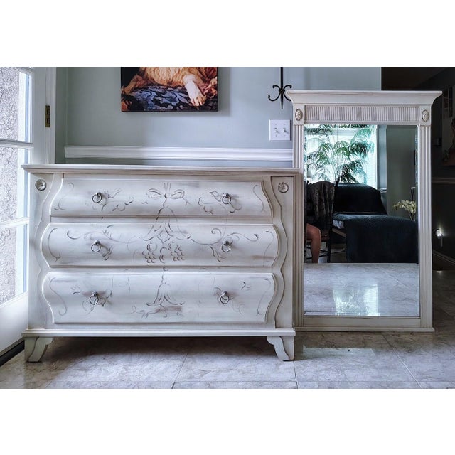 Ethan Allen Ethan Allen Hand Painted Chest of Drawers With Mirror For Sale - Image 4 of 18
