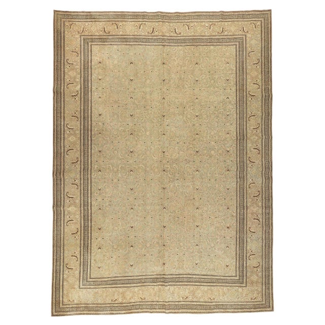 Zabihi Collection Light Green Elegant Antique Persian Tabriz Rug For Sale - Image 15 of 18