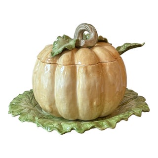 1980s Fitz and Floyd Pumpkin Lidded Tureen For Sale