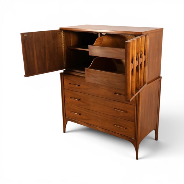 Kent Coffey Perspecta Vintage Mid Century Modern Highboy Dresser Armoire C. 1960s For Sale - Image 9 of 13