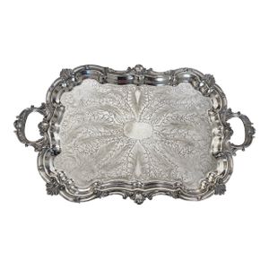 Mid to Late 19th Century Birmingham Silver Company Extra Large Footed Butlers Serving Tray With Handles