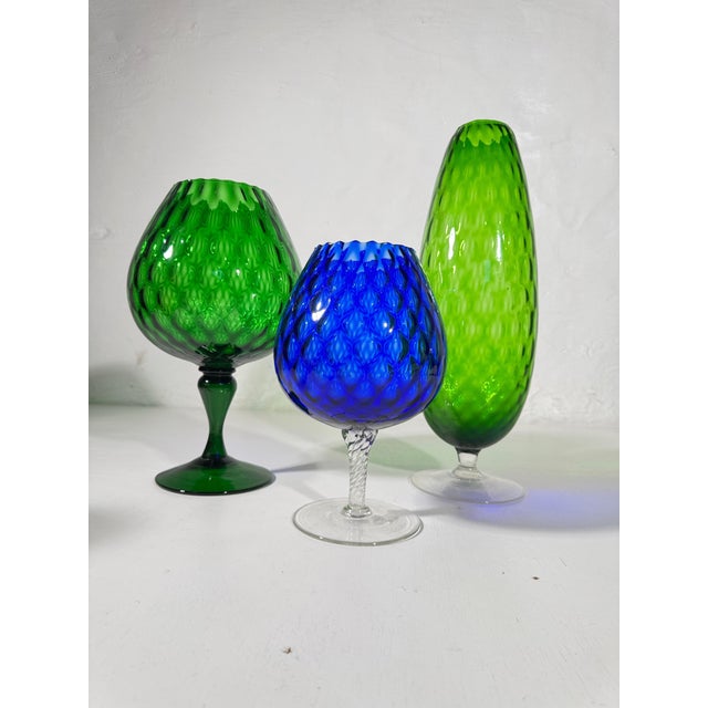 1970s Mid-Century Empoli Glass, 1960s, Set of 3 For Sale - Image 5 of 18