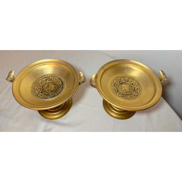 19th Century Pair of Antique 19th Century Gilt Bronze Wood Tazza Centerpiece Bowl Compote For Sale - Image 5 of 13