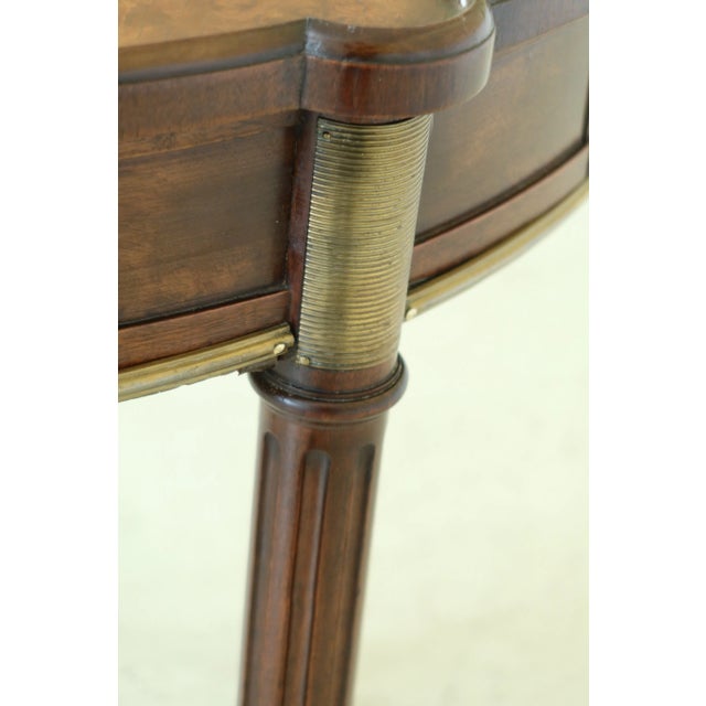 Brown 1950s Maison Jansen Style French Louis XVI Round Walnut Occasional Table For Sale - Image 8 of 12