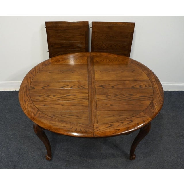 High End Vintage Solid Oak Early American Traditional 88" Oval Dining Table For Sale - Image 11 of 11