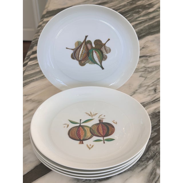 Contemporary Bidasoa Spain Fruit Motif Salald or Dessert Plates - Set of 5 For Sale - Image 3 of 11