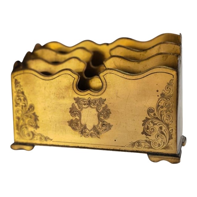 Mid 19th Century Ornate English Gilt Bronze Letter Box For Sale