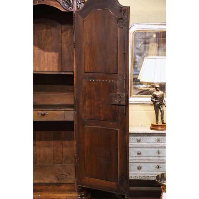 Mid 18th Century 18th Century French Louis XV Carved Walnut Armoire From Lyon For Sale - Image 5 of 18