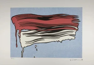 1980s After Roy Lichtenstein "Red and White Brushstrokes" Limited Edition Lithograph