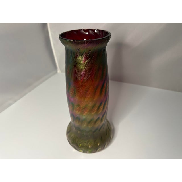 Art Nouveau Rindskopf Iridescent Art Glass Vase: Pepita Honeycomb, c. 1900 For Sale - Image 3 of 10