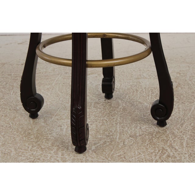 Set of 4 White Leather Revolving Seat Bar Stools For Sale - Image 14 of 17