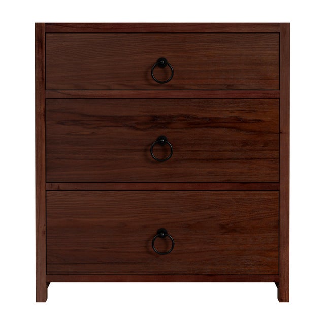 Spritely Home Accent Furniture Lark 25 in. W Wood 3 Drawer Nightstand, Walnut For Sale - Image 4 of 8