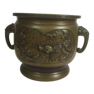 Antique Asian Bronze Hot Coal Pot For Sale