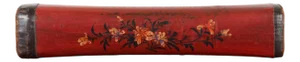 Chinese Qing Dynasty Cinnabar Lacquer Leather Pillow with Hand Painted Flowers