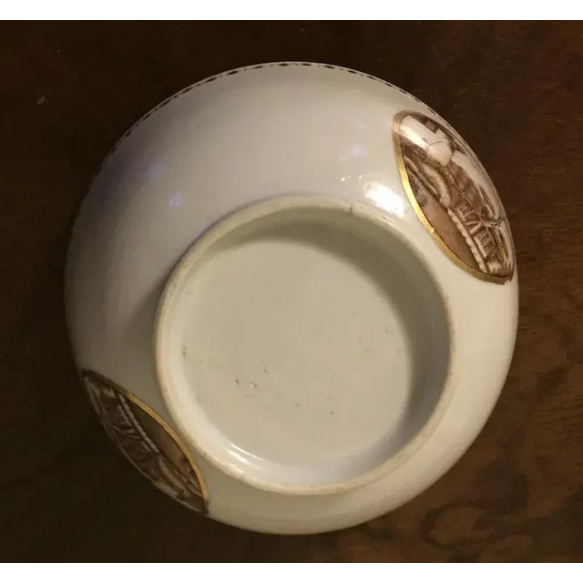 Antique Early 19th Century Chinese Export Porcelain Bowl Decorated with Sepia Landscape For Sale - Image 9 of 11