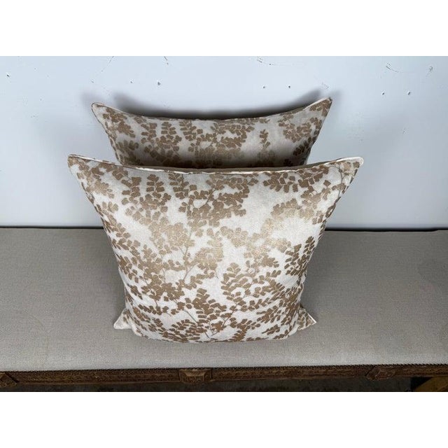 Metal Pair of Botanical Pillows by Miamar Home For Sale - Image 7 of 9