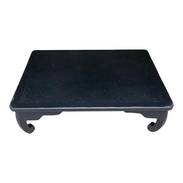 Chinese Black Lacquer Low Table With Mother of Pearl Inlay - 1940s Ming Style, Japanese-American Provenance For Sale