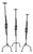 Hand Forged Iron Candelabra Set of 3 (88-108cm) Antique Copper Double Stem with Hercules Knot and Arched Base For Sale