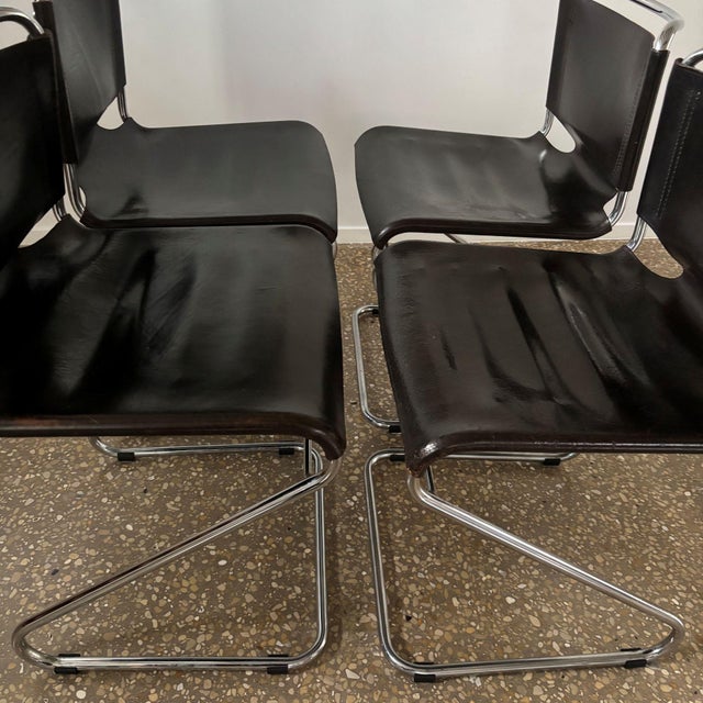 Brown Biscia Dining Chairs by Pascal Mourgue for Steiner, France, 1960s, Set of 4 For Sale - Image 8 of 11