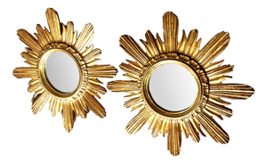Mid-Century German Giltwood Sunburst Mirrors by Wenz, 1960s, Set of 2