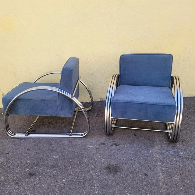 Large 20th Century Chrome Armchairs by Ralph Lauren, 1980s, Set of 2 For Sale - Image 3 of 18
