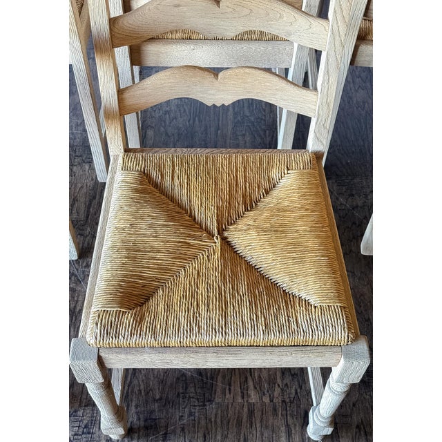 Brown Set of Six Bleached French Ladderback Chairs For Sale - Image 8 of 8