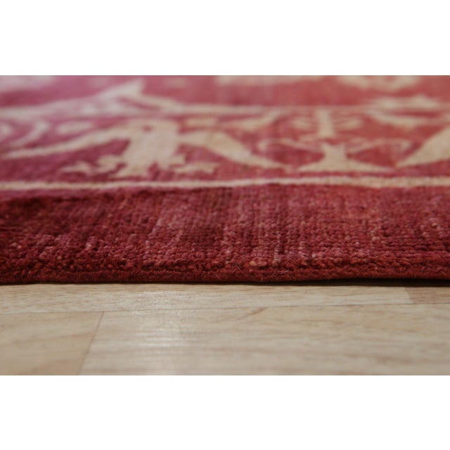 8x11 Red Ivory Floral Lattice Hand-Knotted Wool Rug For Sale - Image 4 of 4