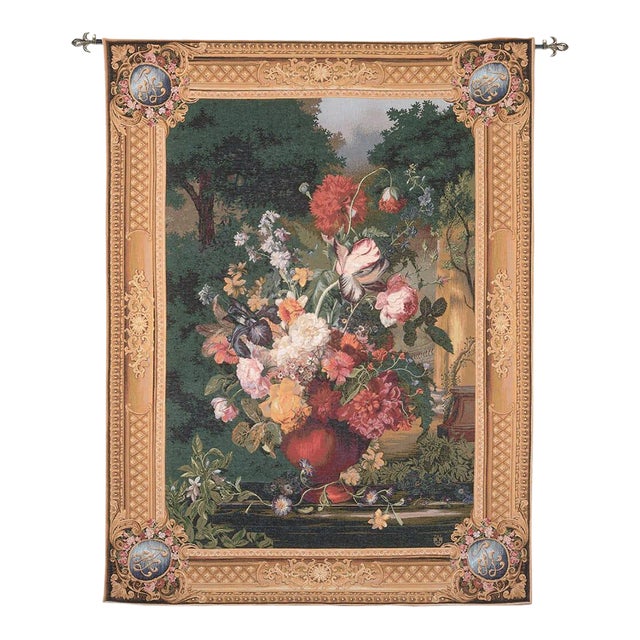 Grand Bouquet Flamand Loom Woven Tapestry - 195 X 147 Cm (6'5" X 4'10") - Requires Rod Size 4 For Sale