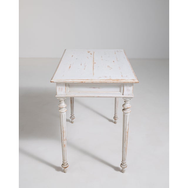 White Louis XVI White Patinated Table, Neoclassical Style, France, Circa 1900 For Sale - Image 8 of 13