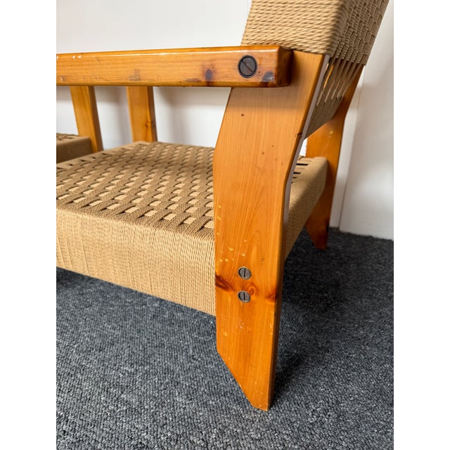 Mid-Century Modern Pair of Wood and Rope Armchairs, Italy, 1970s For Sale - Image 10 of 13