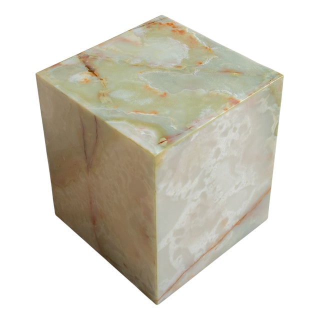 Onyx Cube Table in Light Green by Forzini For Sale