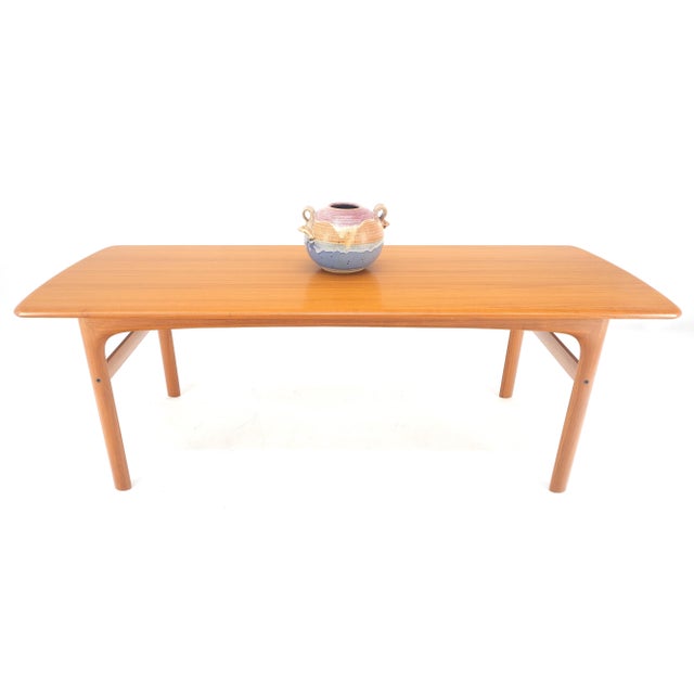 Wood Solid Teak Danish Mid Century Modern 59" Long Rectangle Coffee Table For Sale - Image 7 of 7