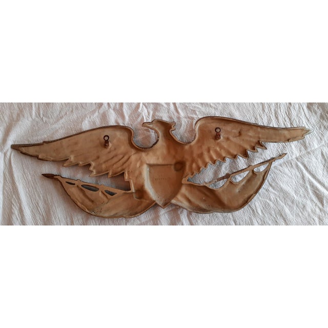 Metal Sexton Eagle With Flag Wall Hanging Usa For Sale - Image 7 of 13