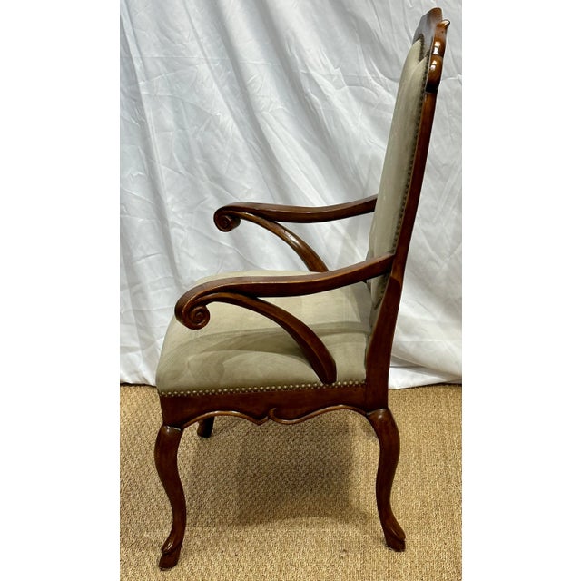 Beige Minton-Spidell Traditional Arm Chair in Pasini Suede With Brass Nailhead Trim For Sale - Image 8 of 11