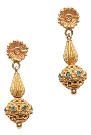 22k Gold and Emerald Drop Earrings