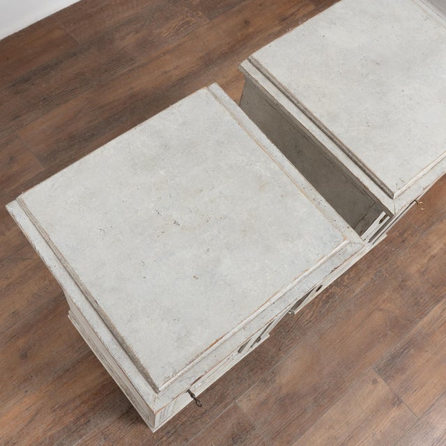Pair of 19th Century Swedish Gustavian White Painted Cabinets Nightstands For Sale - Image 4 of 17