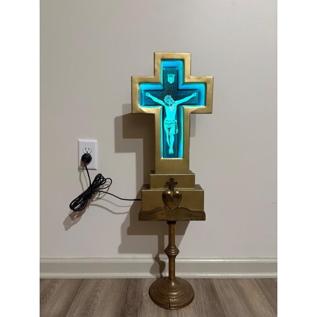 1930s Crucifix Neon Light Floor Lamp For Sale - Image 9 of 10