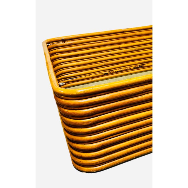 Paul Frankl Mid-Century 10-Strand Bamboo Coffee Table With Glass Top For Sale - Image 4 of 6