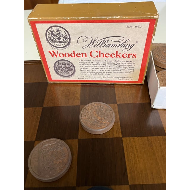 Brown Vintage Colonial Williamsburg Wooden Gaming Board Ap-127 Wooden Checkers & Cards For Sale - Image 8 of 12