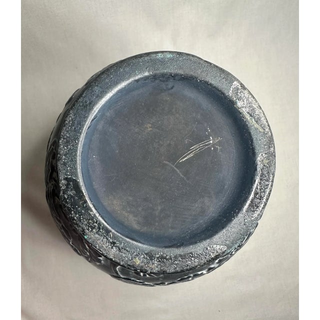 Traditional Black Floral Embossed Vase in the Style Rene Lalique For Sale - Image 9 of 10