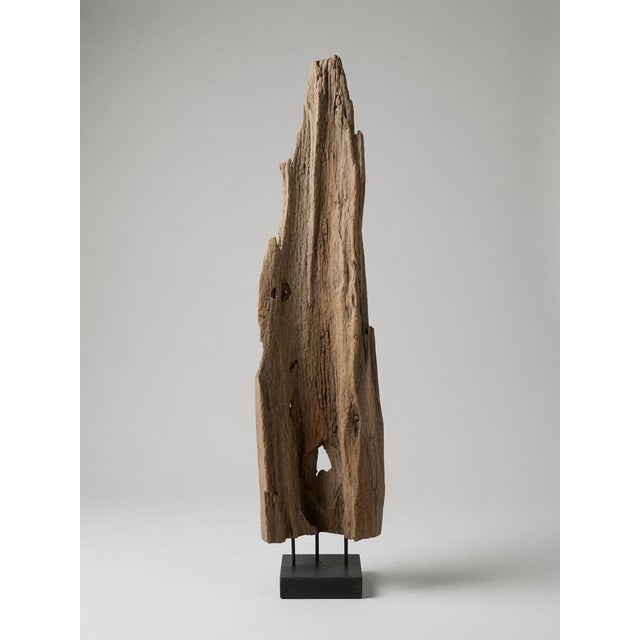 Abstract Antique Driftwood Carving With Inlaid Terracotta Buddha Votives For Sale - Image 3 of 5