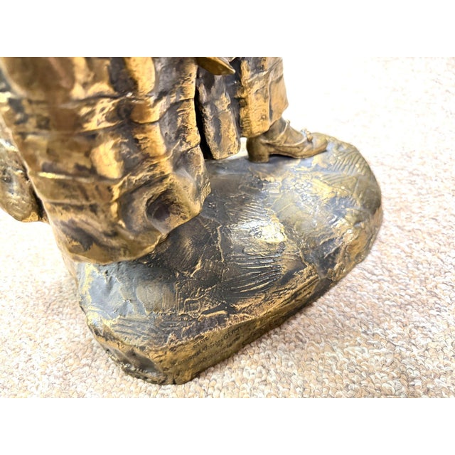 Early 20th Century Charlotte Monginot Girl W Flowers Bronze Sculpture For Sale - Image 11 of 12