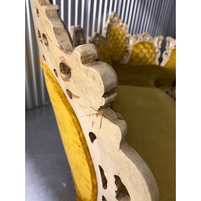 Cream Mid 19th Century Monumental Rococo Revival Carved Sectional Sofa in Golden Velvet For Sale - Image 8 of 12