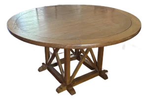 1990s Reproduction Round Country Hearth Farm Table