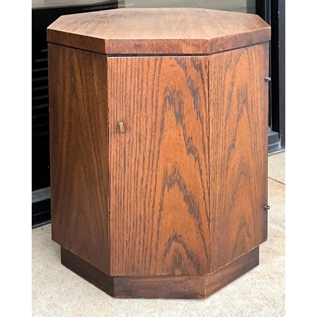 1960s Mid-Century Modern Fruitwood Side Cylinder Tables With Storage Att. To Drexel For Sale - Image 5 of 6