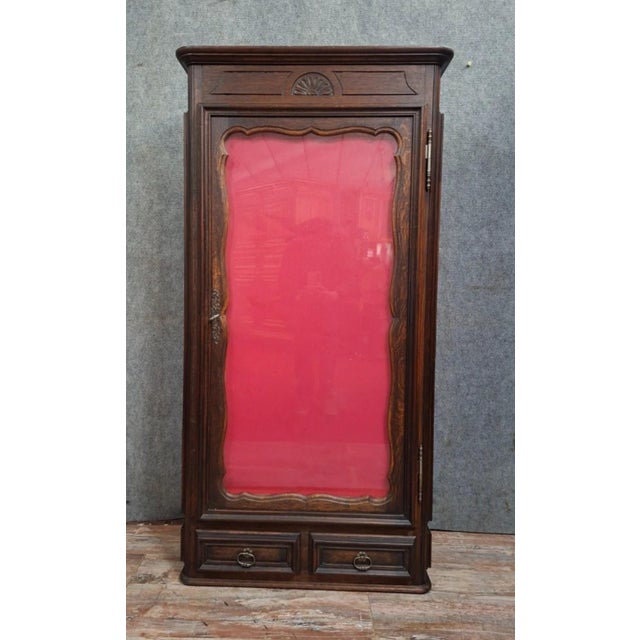 20th Century Display Case in Stained Wood and Red Padded Interior For Sale - Image 6 of 6